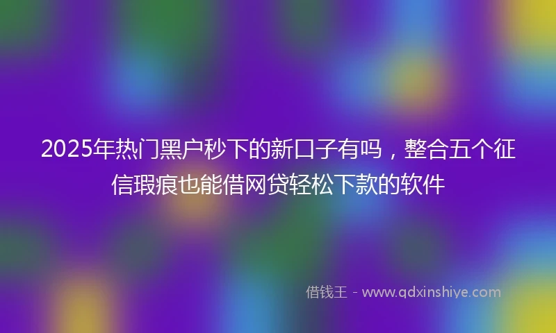 2025年热门黑户秒下的新口子有吗，整合五个征信瑕疵也能借网贷轻松下款的软件