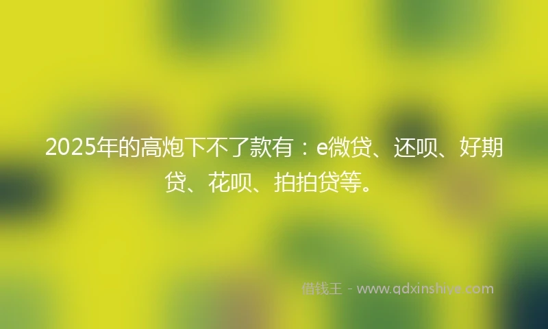 2025年的高炮下不了款有：e微贷、还呗、好期贷、花呗、拍拍贷等。
