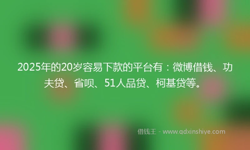 2025年的20岁容易下款的平台有：微博借钱、功夫贷、省呗、51人品贷、柯基贷等。