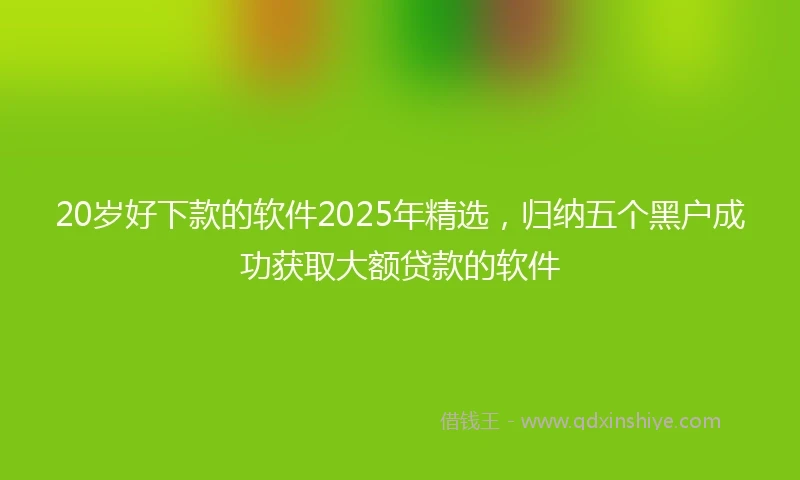 20岁好下款的软件2025年精选，归纳五个黑户成功获取大额贷款的软件