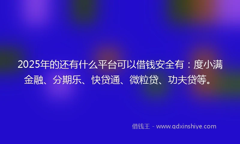 2025年的还有什么平台可以借钱安全有：度小满金融、分期乐、快贷通、微粒贷、功夫贷等。