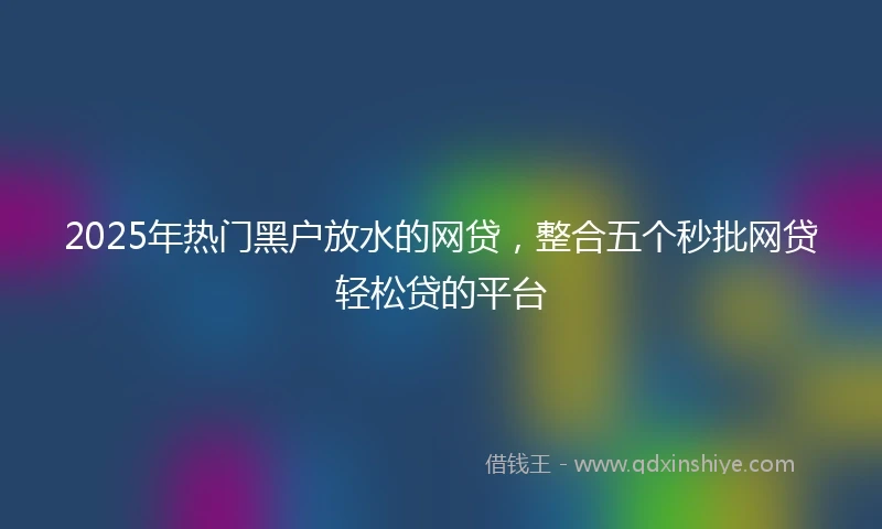 2025年热门黑户放水的网贷，整合五个秒批网贷轻松贷的平台