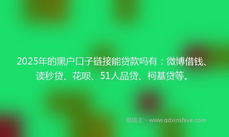 2025年的黑户口子链接能贷款吗有：微博借钱、读秒贷、花呗、51人品贷、柯基贷等。