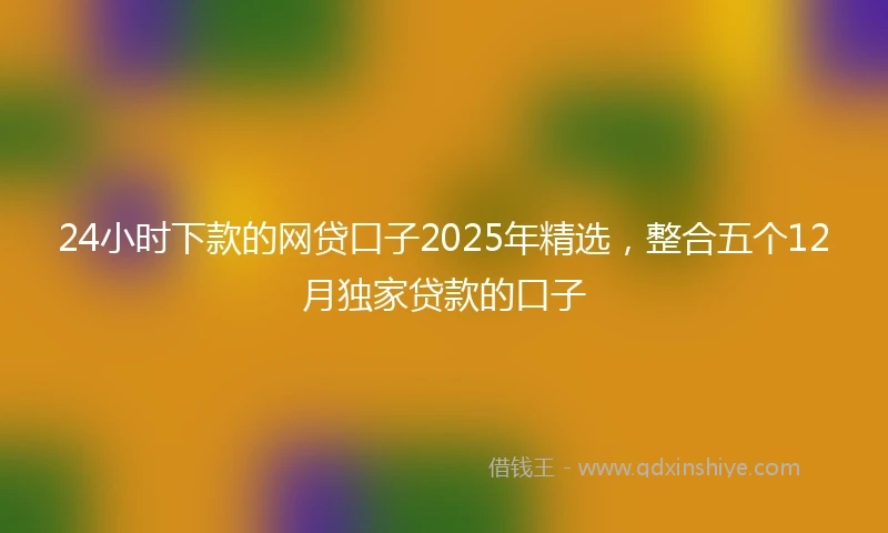 24小时下款的网贷口子2025年精选，整合五个12月独家贷款的口子