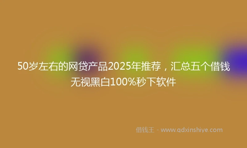 50岁左右的网贷产品2025年推荐，汇总五个借钱无视黑白100%秒下软件