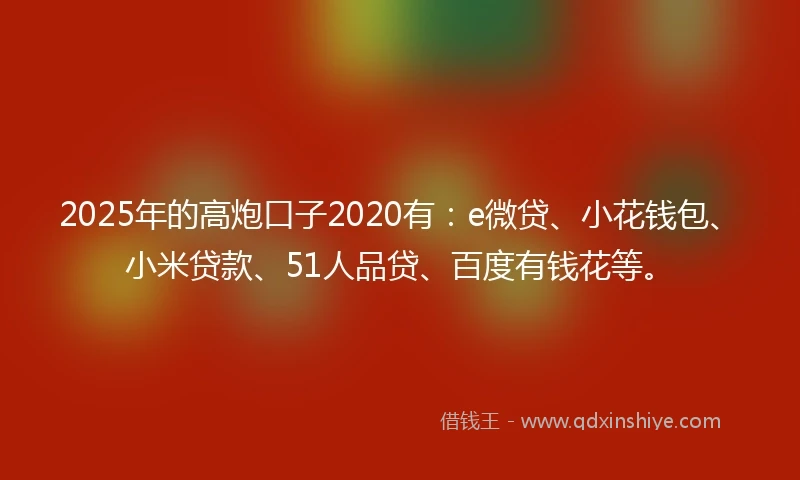2025年的高炮口子2020有：e微贷、小花钱包、小米贷款、51人品贷、百度有钱花等。