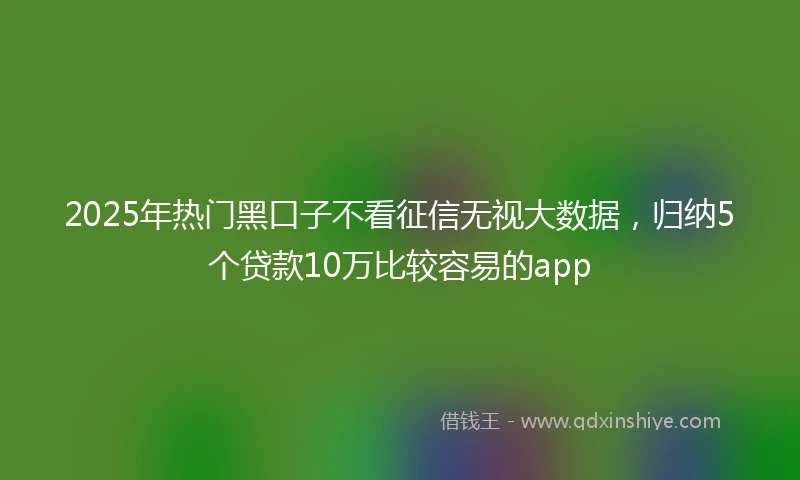 2025年热门黑口子不看征信无视大数据，归纳5个贷款10万比较容易的app