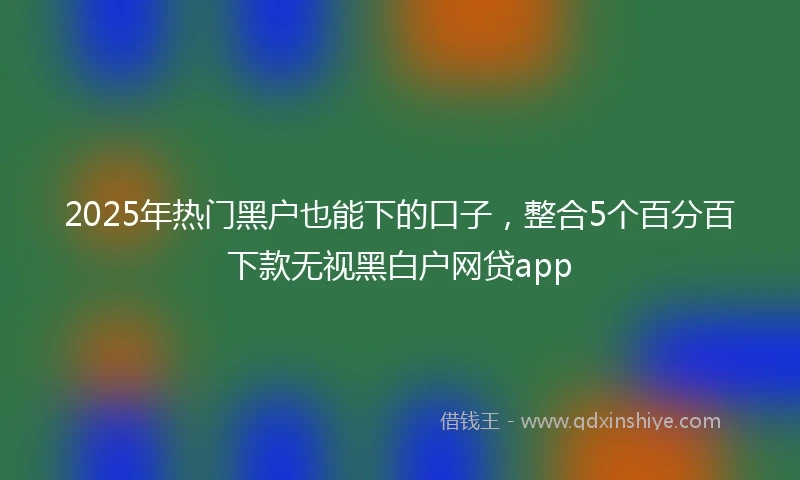 2025年热门黑户也能下的口子，整合5个百分百下款无视黑白户网贷app