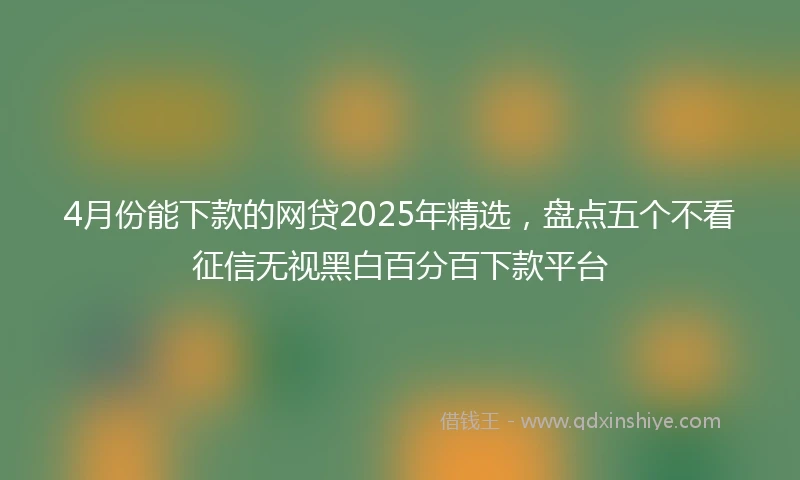 4月份能下款的网贷2025年精选，盘点五个不看征信无视黑白百分百下款平台