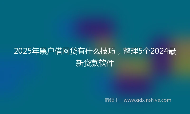 2025年黑户借网贷有什么技巧，整理5个2024最新贷款软件