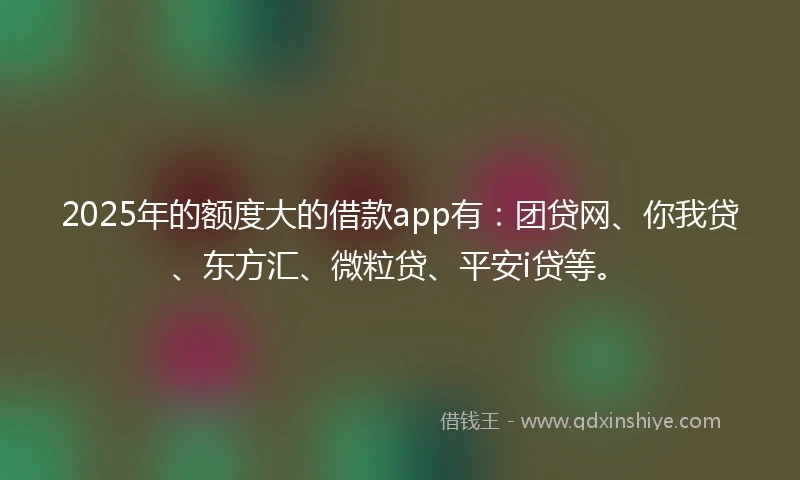 2025年的额度大的借款app有：团贷网、你我贷、东方汇、微粒贷、平安i贷等。