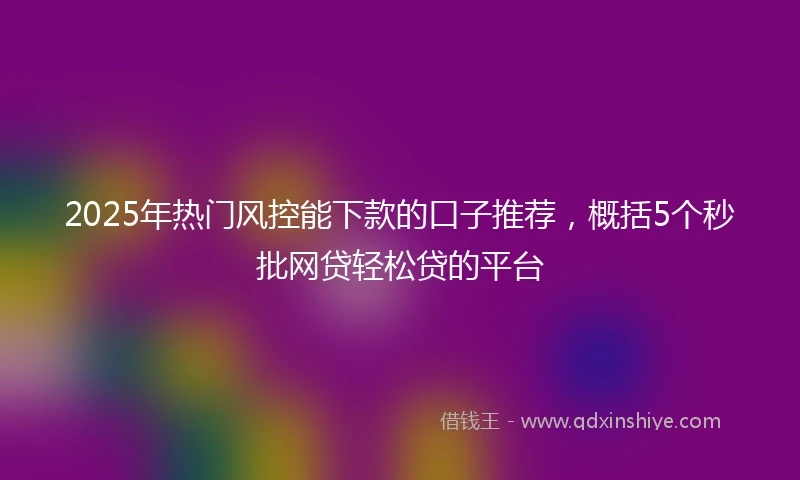 2025年热门风控能下款的口子推荐，概括5个秒批网贷轻松贷的平台