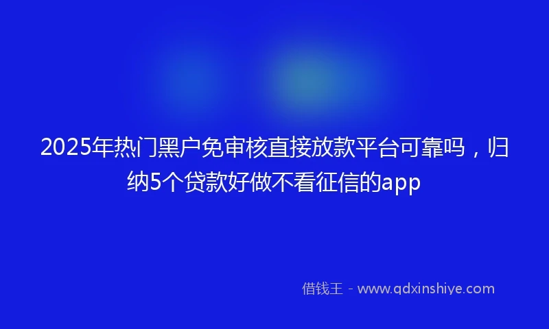 2025年热门黑户免审核直接放款平台可靠吗，归纳5个贷款好做不看征信的app