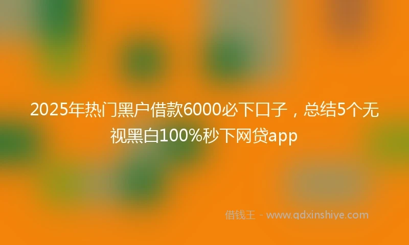 2025年热门黑户借款6000必下口子，总结5个无视黑白100%秒下网贷app