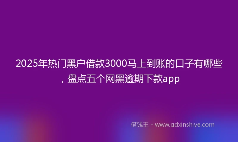 2025年热门黑户借款3000马上到账的口子有哪些，盘点五个网黑逾期下款app