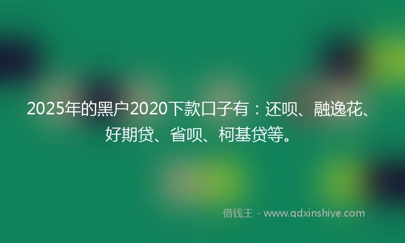 2025年的黑户2020下款口子有:还呗、融逸花、好期贷、省呗、柯基贷等。