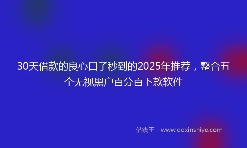 30天借款的良心口子秒到的2025年推荐，整合五个无视黑户百分百下款软件