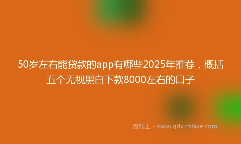 50岁左右能贷款的app有哪些2025年推荐，概括五个无视黑白下款8000左右的口子