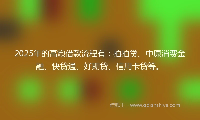 2025年的高炮借款流程有：拍拍贷、中原消费金融、快贷通、好期贷、信用卡贷等。