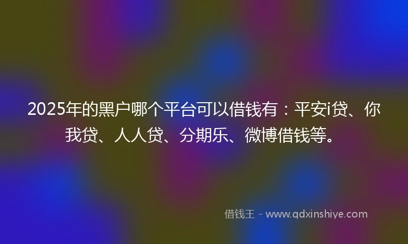 2025年的黑户哪个平台可以借钱有：平安i贷、你我贷、人人贷、分期乐、微博借钱等。