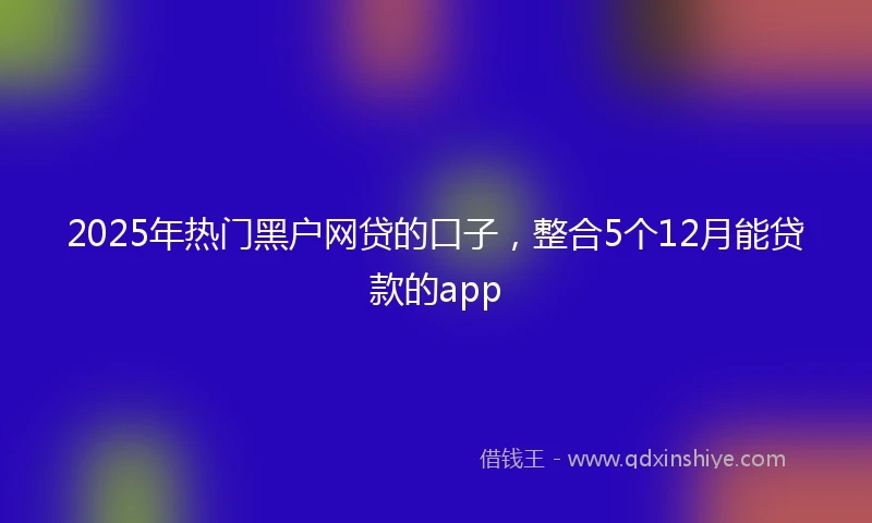 2025年热门黑户网贷的口子，整合5个12月能贷款的app