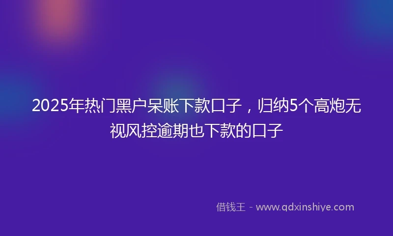 2025年热门黑户呆账下款口子，归纳5个高炮无视风控逾期也下款的口子