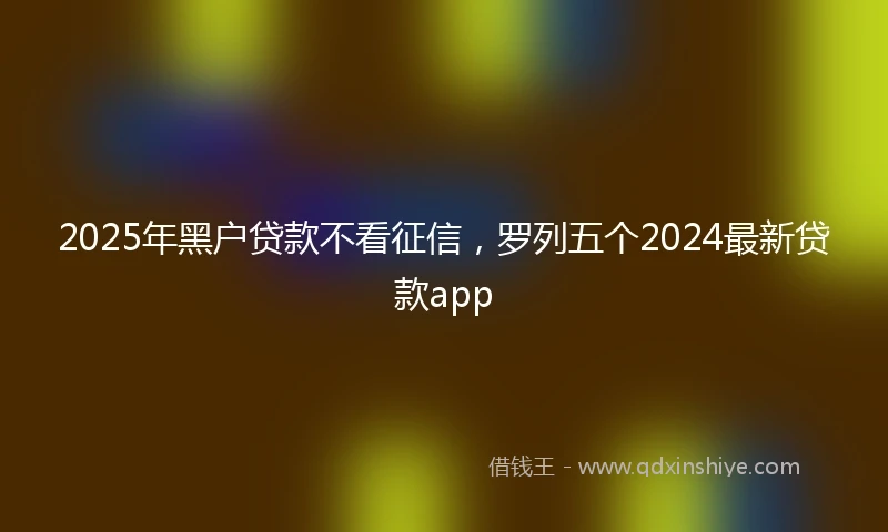 2025年黑户贷款不看征信，罗列五个2024最新贷款app