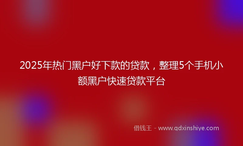 2025年热门黑户好下款的贷款，整理5个手机小额黑户快速贷款平台