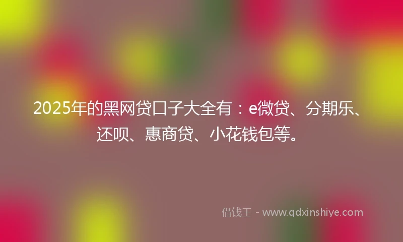 2025年的黑网贷口子大全有：e微贷、分期乐、还呗、惠商贷、小花钱包等。