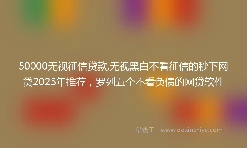 50000无视征信贷款,无视黑白不看征信的秒下网贷2025年推荐，罗列五个不看负债的网贷软件