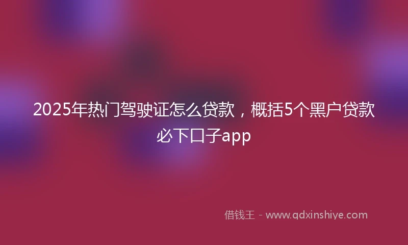 2025年热门驾驶证怎么贷款，概括5个黑户贷款必下口子app