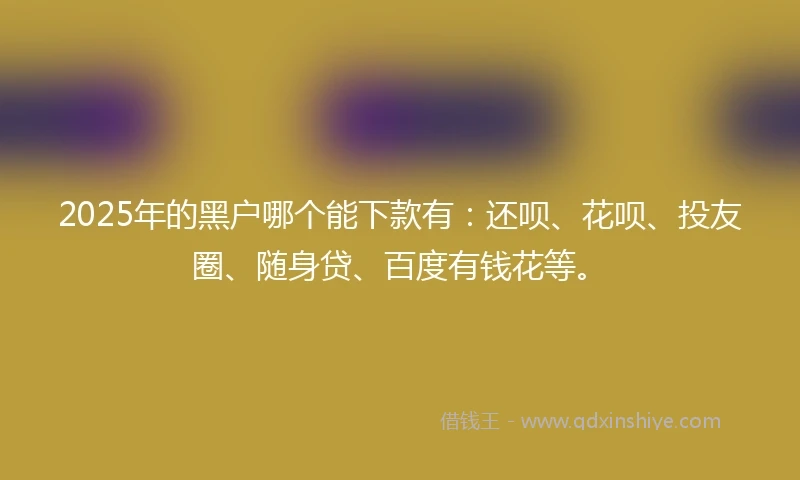 2025年的黑户哪个能下款有：还呗、花呗、投友圈、随身贷、百度有钱花等。