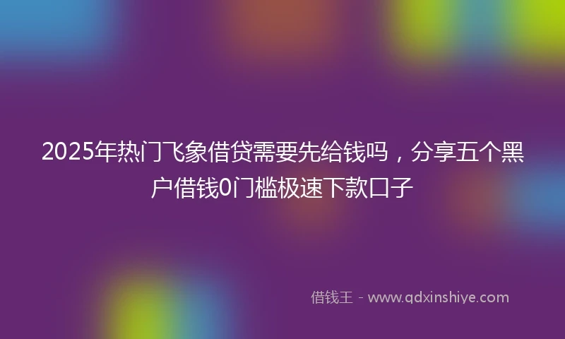 2025年热门飞象借贷需要先给钱吗，分享五个黑户借钱0门槛极速下款口子