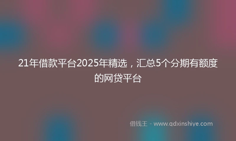 21年借款平台2025年精选，汇总5个分期有额度的网贷平台