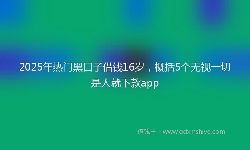 2025年热门黑口子借钱16岁，概括5个无视一切是人就下款app
