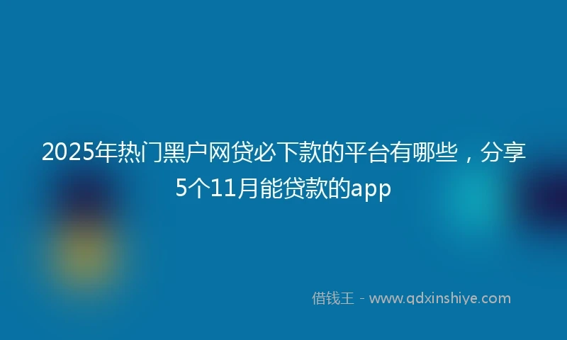 2025年热门黑户网贷必下款的平台有哪些，分享5个11月能贷款的app