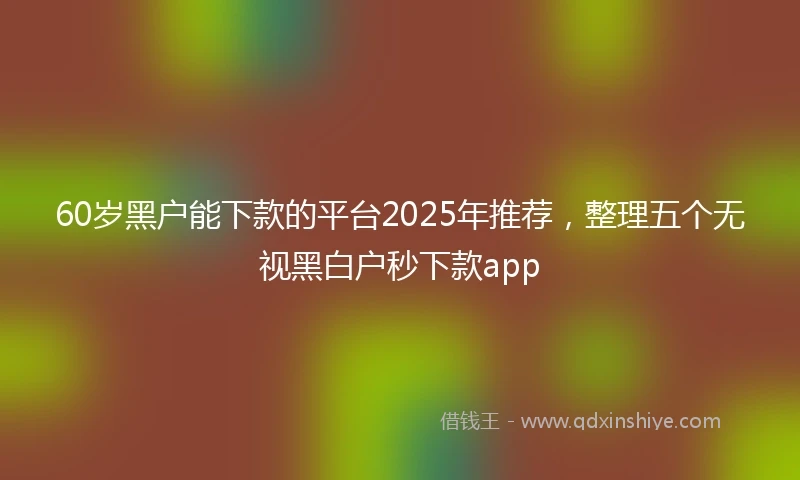 60岁黑户能下款的平台2025年推荐，整理五个无视黑白户秒下款app