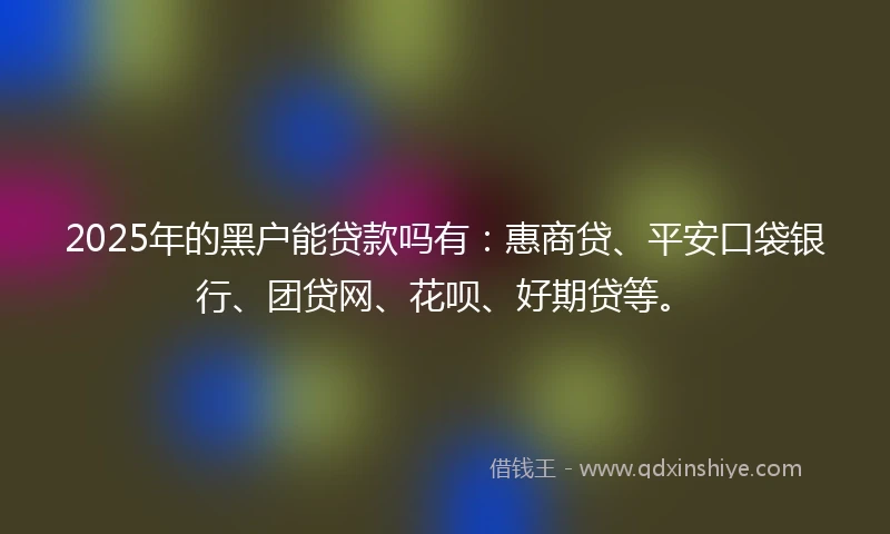 2025年的黑户能贷款吗有：惠商贷、平安口袋银行、团贷网、花呗、好期贷等。