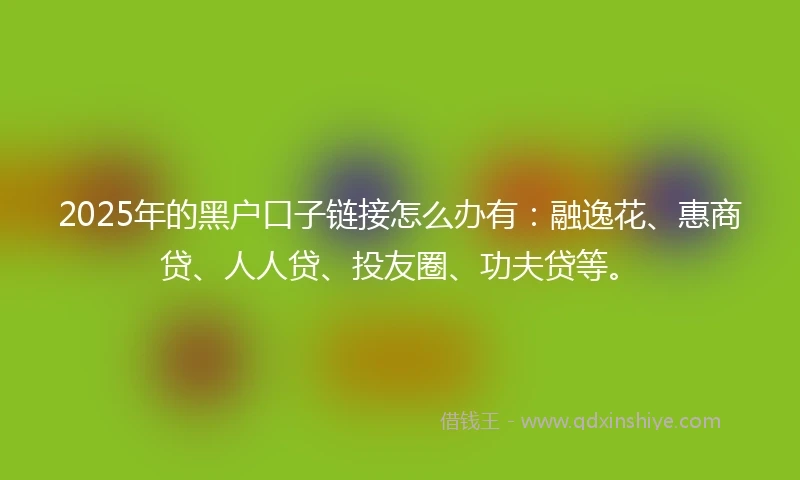 2025年的黑户口子链接怎么办有：融逸花、惠商贷、人人贷、投友圈、功夫贷等。