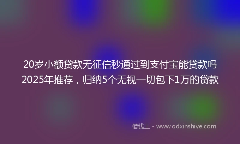20岁小额贷款无征信秒通过到支付宝能贷款吗2025年推荐，归纳5个无视一切包下1万的贷款