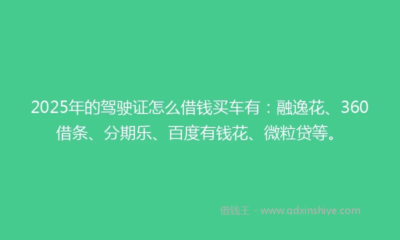 2025年的驾驶证怎么借钱买车有：融逸花、360借条、分期乐、百度有钱花、微粒贷等。