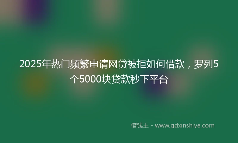 2025年热门频繁申请网贷被拒如何借款，罗列5个5000块贷款秒下平台