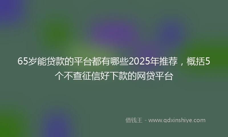 65岁能贷款的平台都有哪些2025年推荐，概括5个不查征信好下款的网贷平台