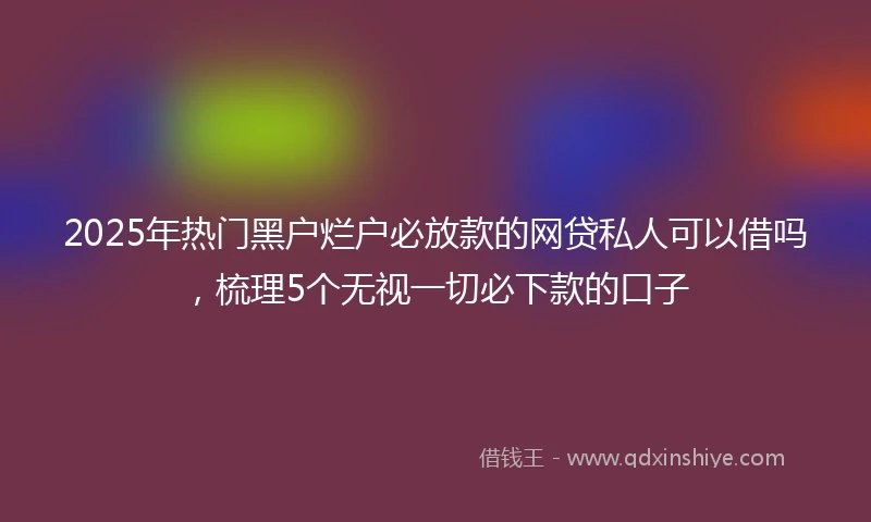 2025年热门黑户烂户必放款的网贷私人可以借吗，梳理5个无视一切必下款的口子