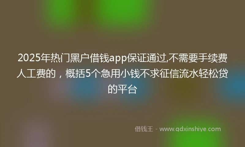 2025年热门黑户借钱app保证通过,不需要手续费人工费的，概括5个急用小钱不求征信流水轻松贷的平台