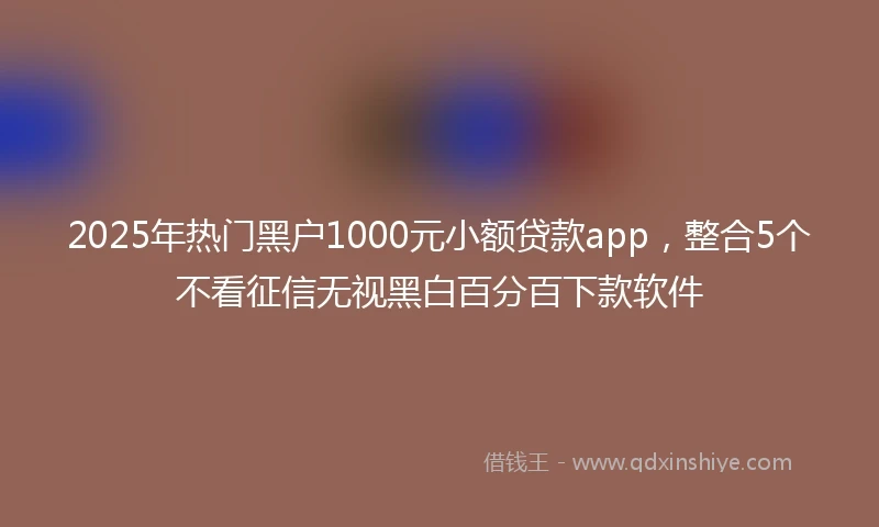 2025年热门黑户1000元小额贷款app，整合5个不看征信无视黑白百分百下款软件