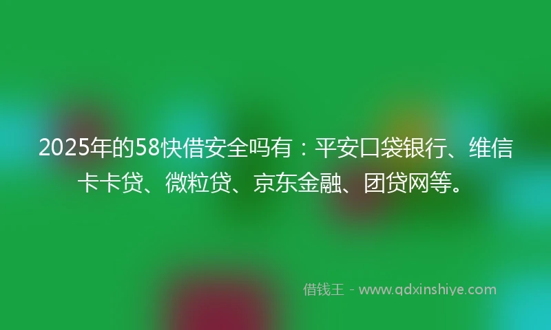 2025年的58快借安全吗有：平安口袋银行、维信卡卡贷、微粒贷、京东金融、团贷网等。