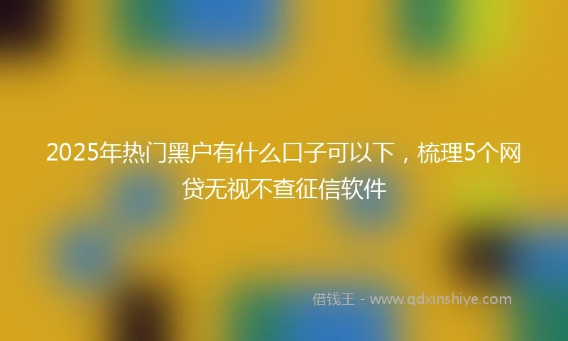 2025年热门黑户有什么口子可以下，梳理5个网贷无视不查征信软件