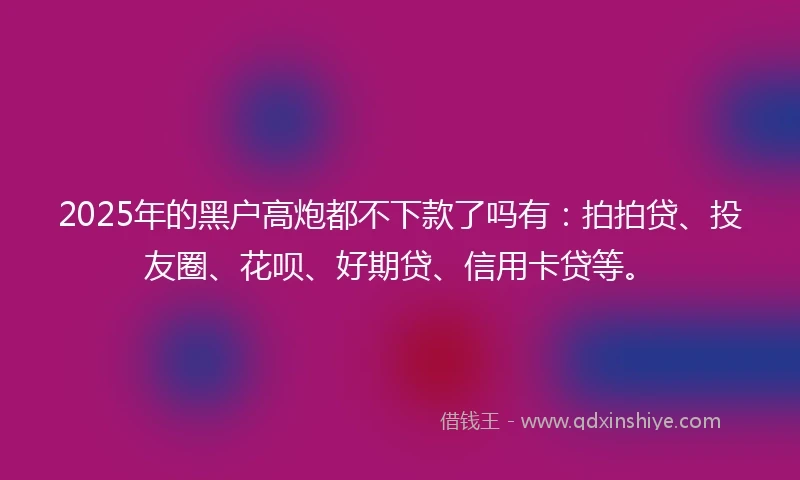 2025年的黑户高炮都不下款了吗有：拍拍贷、投友圈、花呗、好期贷、信用卡贷等。