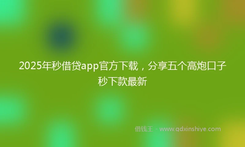 2025年秒借贷app官方下载，分享五个高炮口子秒下款最新